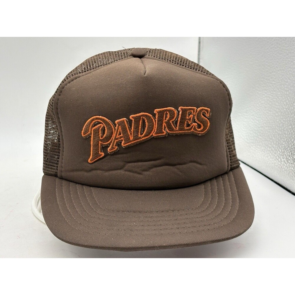 Vintage San Diego Padres Brown Orange Mesh Trucker Snapback Hat M/L
